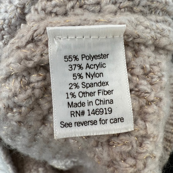 Lauren Conrad Cottagecore Ruffle Cable Knit Sweater Womens M Taupe GoldMetallic - Picture 5 of 11